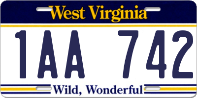 WV license plate 1AA742