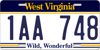 WV license plate 1AA748