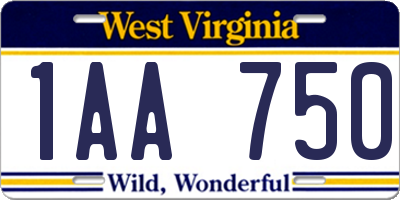 WV license plate 1AA750