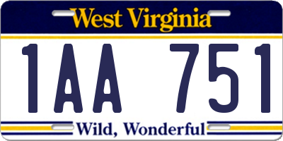 WV license plate 1AA751