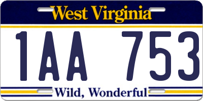 WV license plate 1AA753