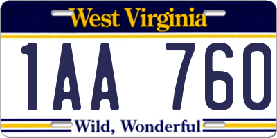 WV license plate 1AA760