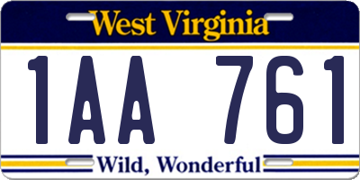 WV license plate 1AA761