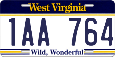 WV license plate 1AA764