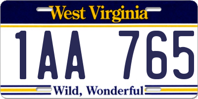 WV license plate 1AA765