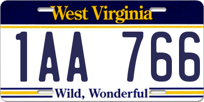WV license plate 1AA766