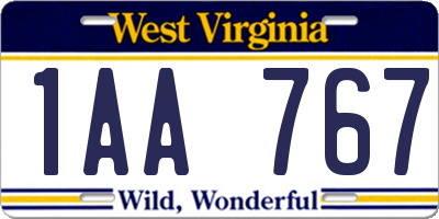WV license plate 1AA767