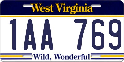 WV license plate 1AA769