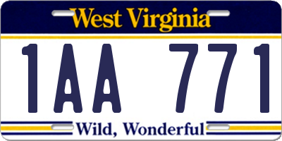 WV license plate 1AA771