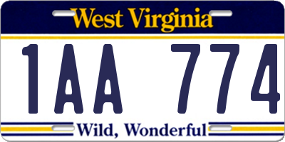 WV license plate 1AA774