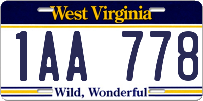 WV license plate 1AA778