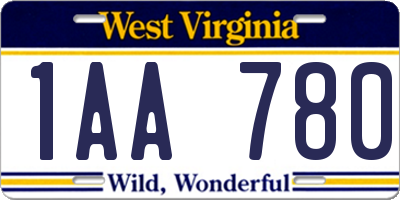 WV license plate 1AA780