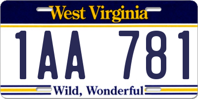 WV license plate 1AA781