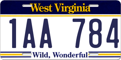 WV license plate 1AA784