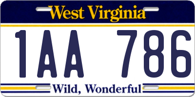 WV license plate 1AA786