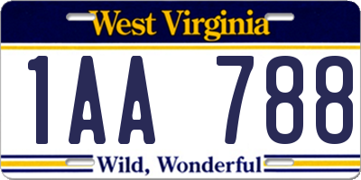 WV license plate 1AA788