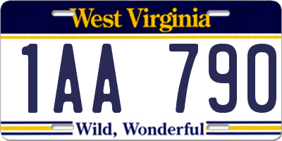 WV license plate 1AA790