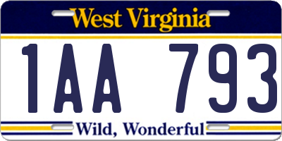 WV license plate 1AA793