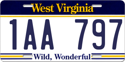 WV license plate 1AA797