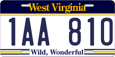 WV license plate 1AA810