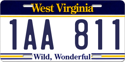 WV license plate 1AA811