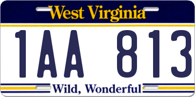 WV license plate 1AA813