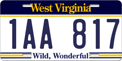 WV license plate 1AA817