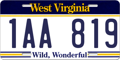 WV license plate 1AA819