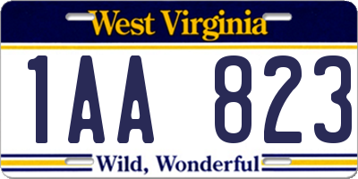 WV license plate 1AA823