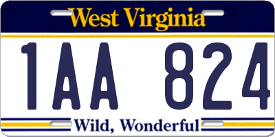WV license plate 1AA824