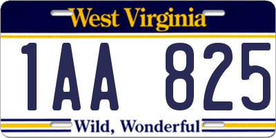 WV license plate 1AA825