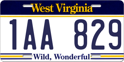 WV license plate 1AA829