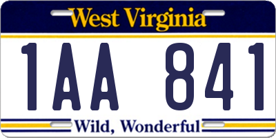 WV license plate 1AA841