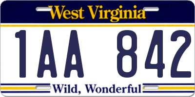 WV license plate 1AA842