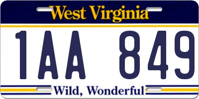 WV license plate 1AA849