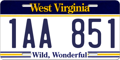 WV license plate 1AA851