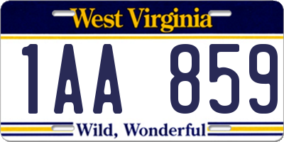 WV license plate 1AA859