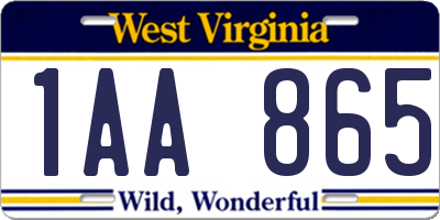 WV license plate 1AA865