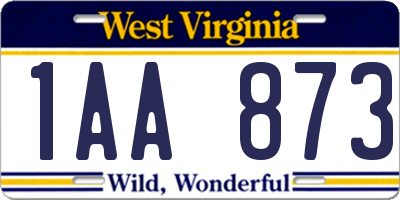 WV license plate 1AA873