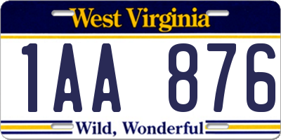 WV license plate 1AA876