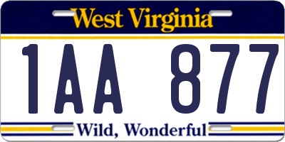 WV license plate 1AA877