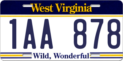 WV license plate 1AA878