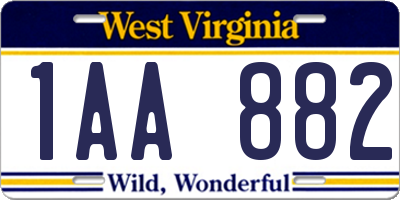 WV license plate 1AA882