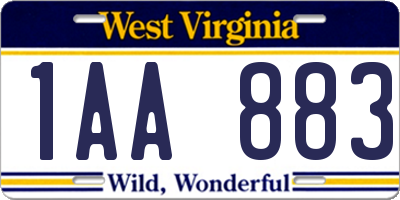 WV license plate 1AA883