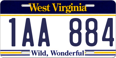 WV license plate 1AA884