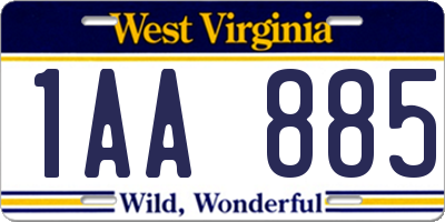 WV license plate 1AA885