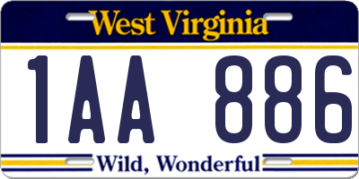 WV license plate 1AA886