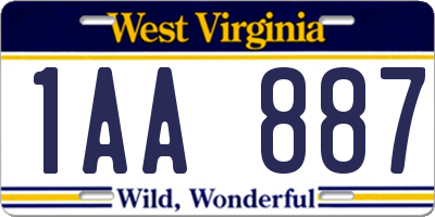 WV license plate 1AA887