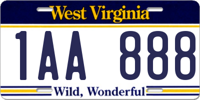 WV license plate 1AA888