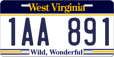 WV license plate 1AA891
